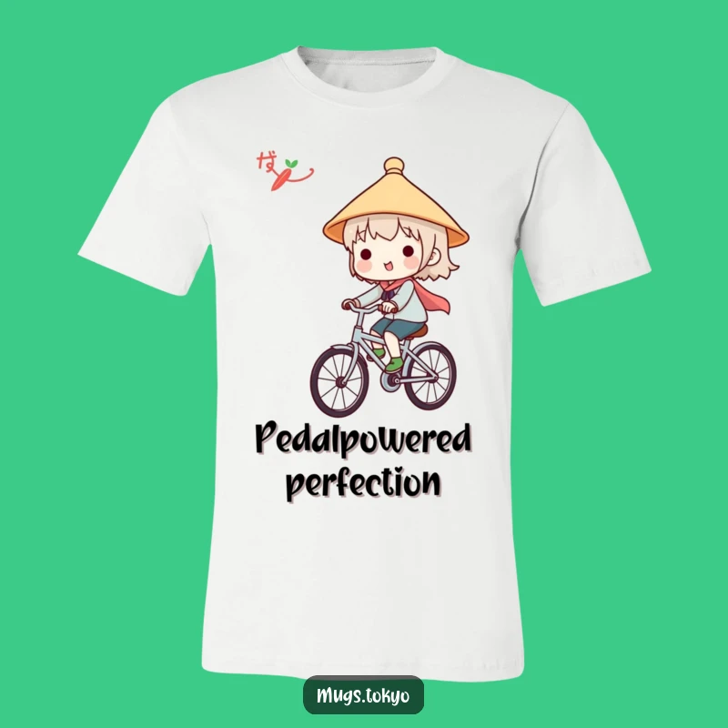 Funny Japanese Hat Cycling T-Shirt - Cute Character Bicycle Rider Tee