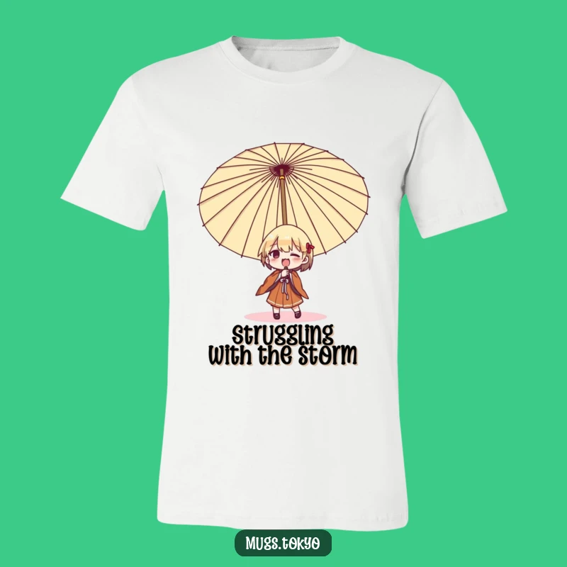 Funny Umbrella Struggle T-Shirt: Conquer the Storm with Laughs!