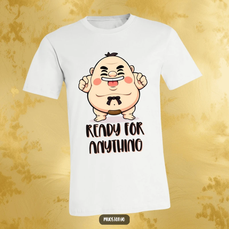 Funny T-Shirt showcasing a proud sumo wrestler character with a wide, hilarious grin, perfect for casual wear and funny gift ideas.