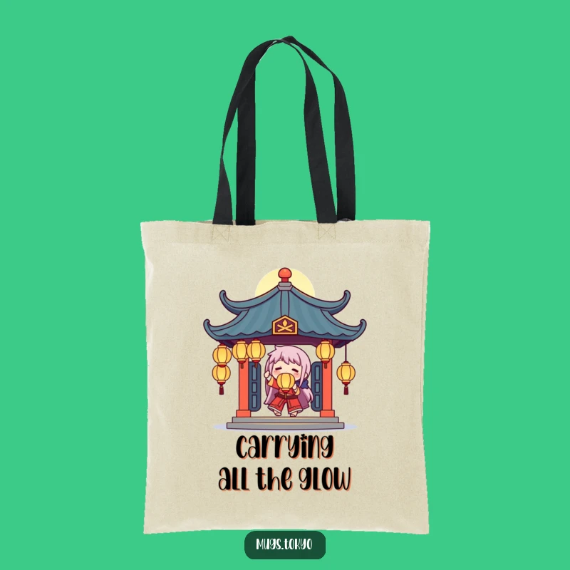 Funny Temple Juggler Tote Bag: Glowing Lanterns Character, Carry Your Magic
