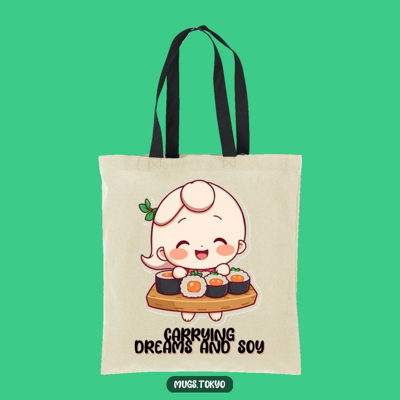 Funny Sushi Balancing Character Tote Bag: Carry Your Goods with Comedic Flair!