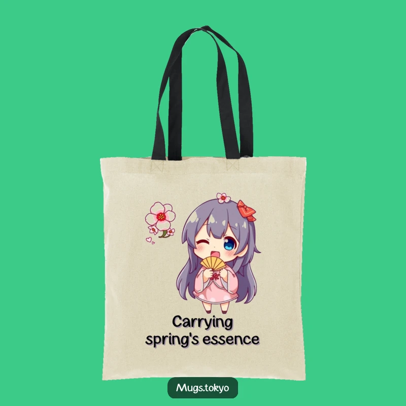 Funny Cherry Blossom Fan Tote Bag: Cute Character Carry-All, Ideal Gift