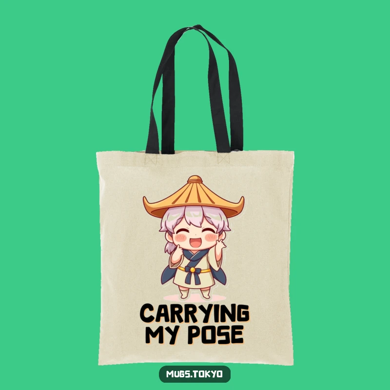 Funny Japanese Hat Pose Tote Bag - Quirky Art - Practical Cultural Gift