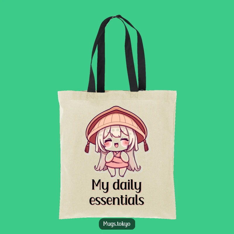 Funny Japanese Hat Tote Bag: Winking Character, Practical Playful Gift