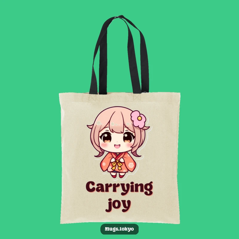 Funny Kimono Tote Bag: Wide-Eyed Character, Big Smile, Practical Gift