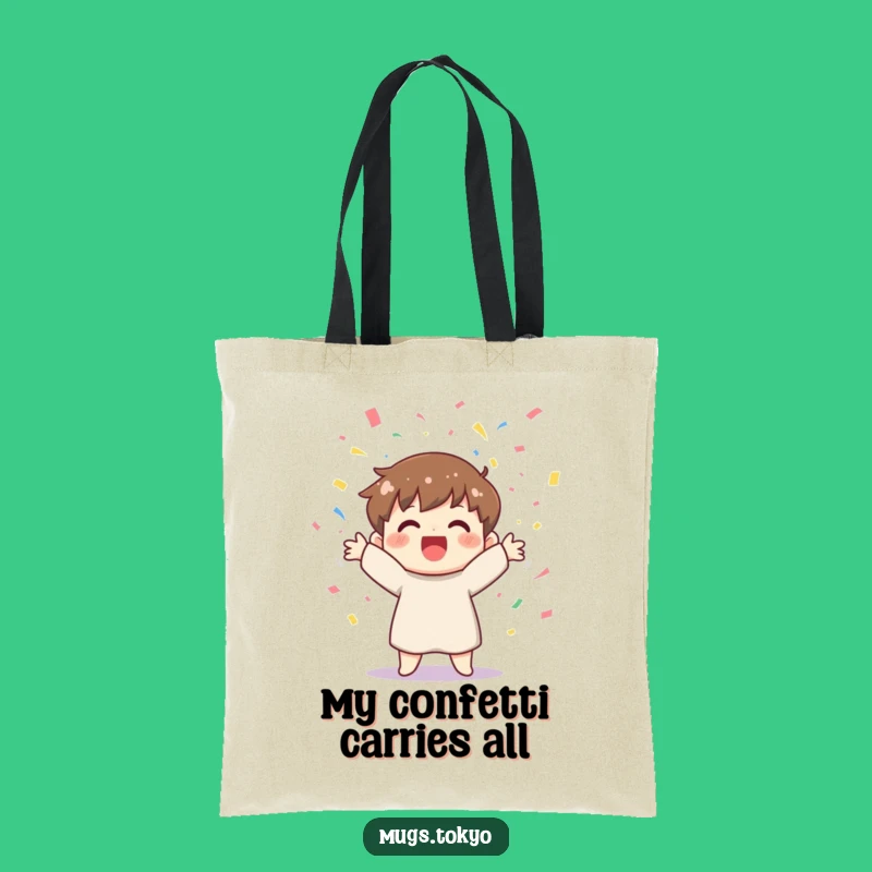Funny Confetti Tote Bag - Cheerful Character Celebration Carry-All Gift
